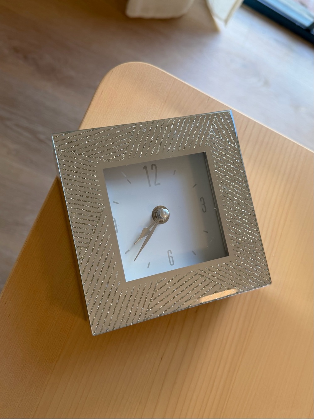 Silver Decorative Square Wall Clock - Elegant Metallic Finish